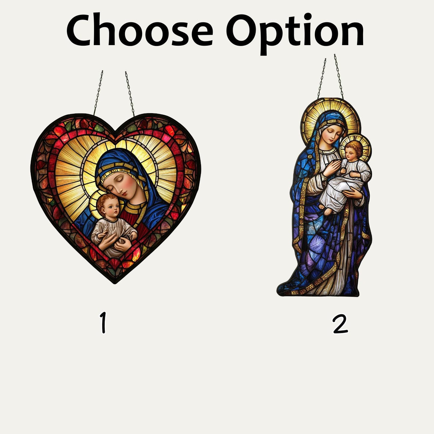 Virgin Mary and Baby Jesus Suncatcher, Nativuty  Window Hanging Decoration, Christian Art, Faith-Inspired Home Decor, Catholic Ornament Gift