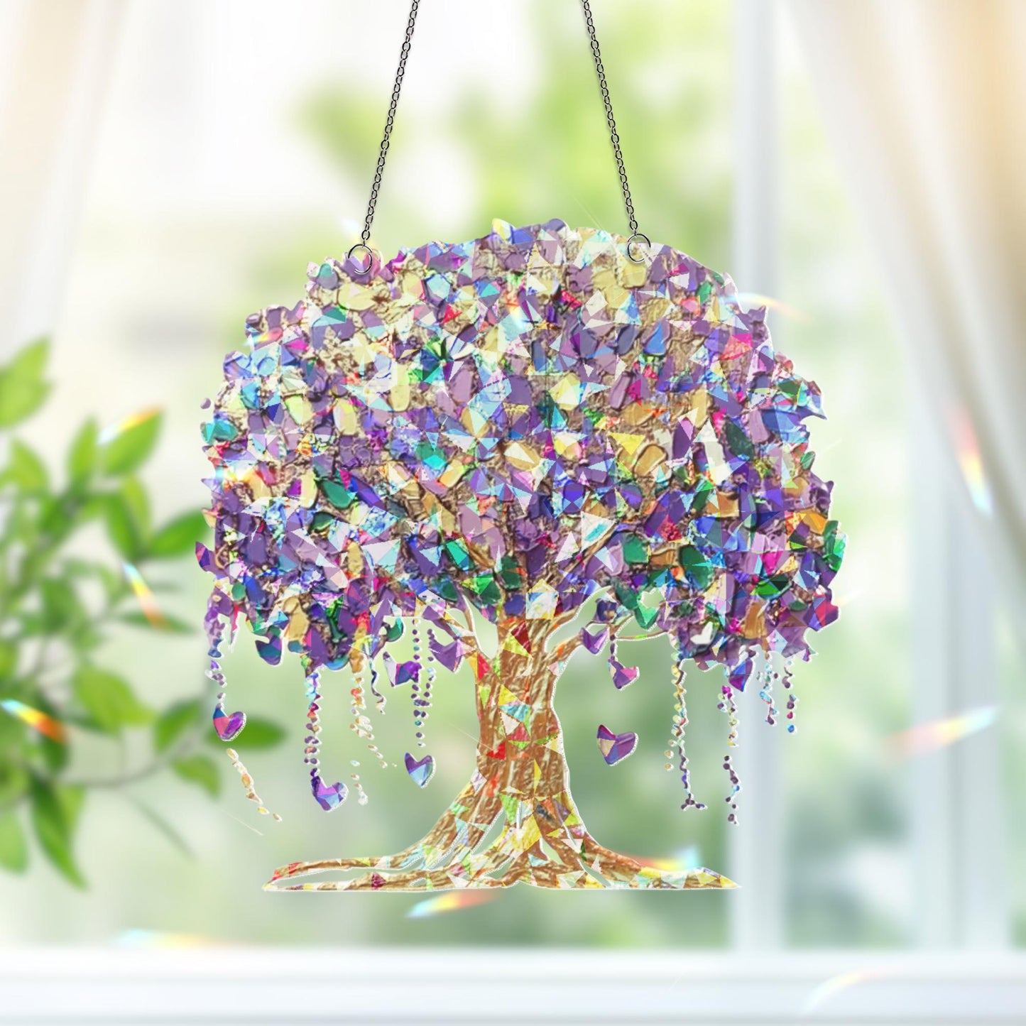 Mardi Gras Tree Beads Suncatcher, Mardi Gras Tree Suncatcher, Louisiana Mardi Grass Home Decor, Louisiana State Hanging Sign, Mardi Gras Art