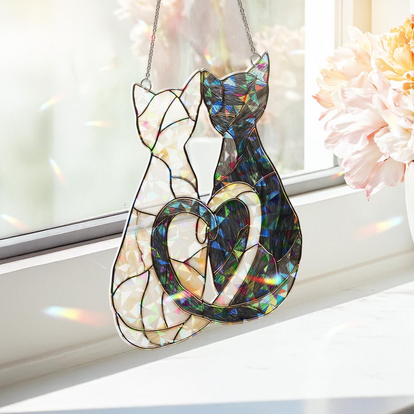 Custom Cat  Suncatcher, Gift for Cat Lover, Cat Mom Gift for Home Decor, Cute Cat Decor, Cat Ornament, Cat Suncatcher, Cute Cat Decor