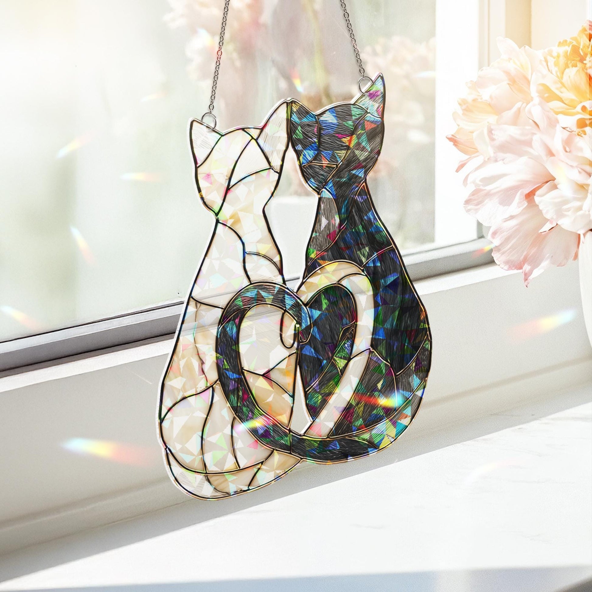 Custom Cat  Suncatcher, Gift for Cat Lover, Cat Mom Gift for Home Decor, Cute Cat Decor, Cat Ornament, Cat Suncatcher, Cute Cat Decor