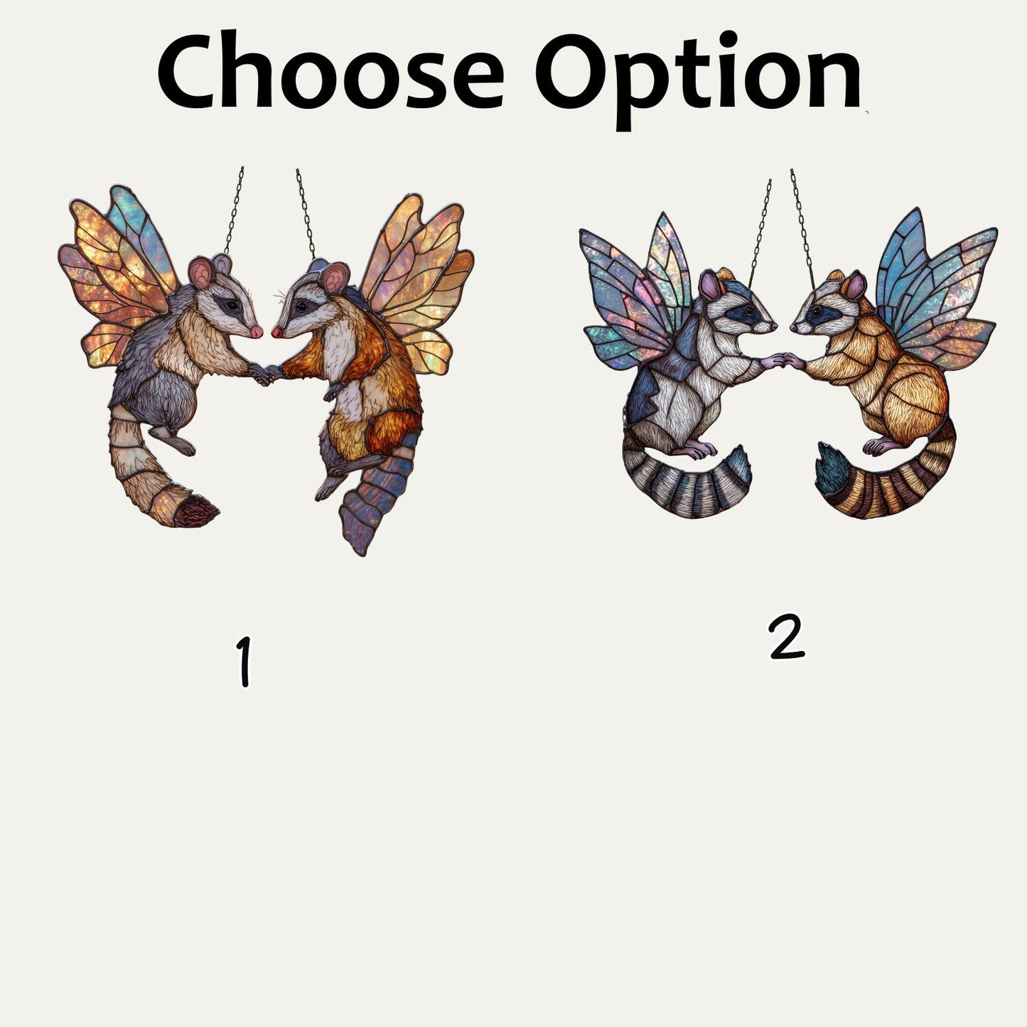 Fairy Opossum Suncatcher, Cute Funny Hanging, Unique Opossum Decor for Garden & Home, Gift for Opossum Lovers, Whimsical Animal Home Decor