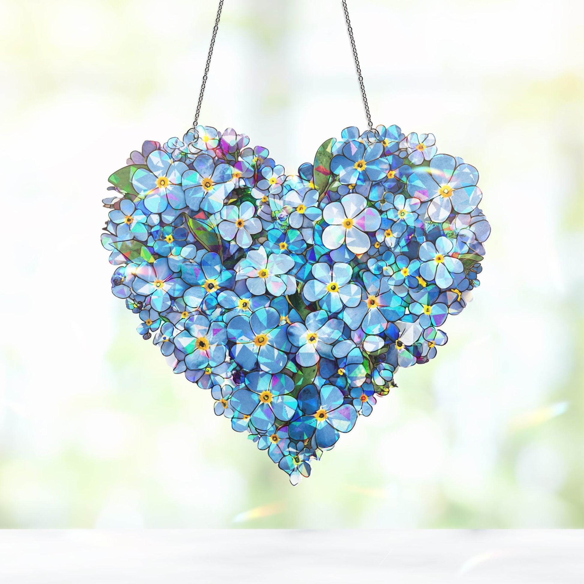Forget Me Not Suncatcher, Flower Decor, Forget Me Not Gift, Sympathy Gift, Memory Gift, Loss Gift, Forget Me Not Ornament, Flower Art