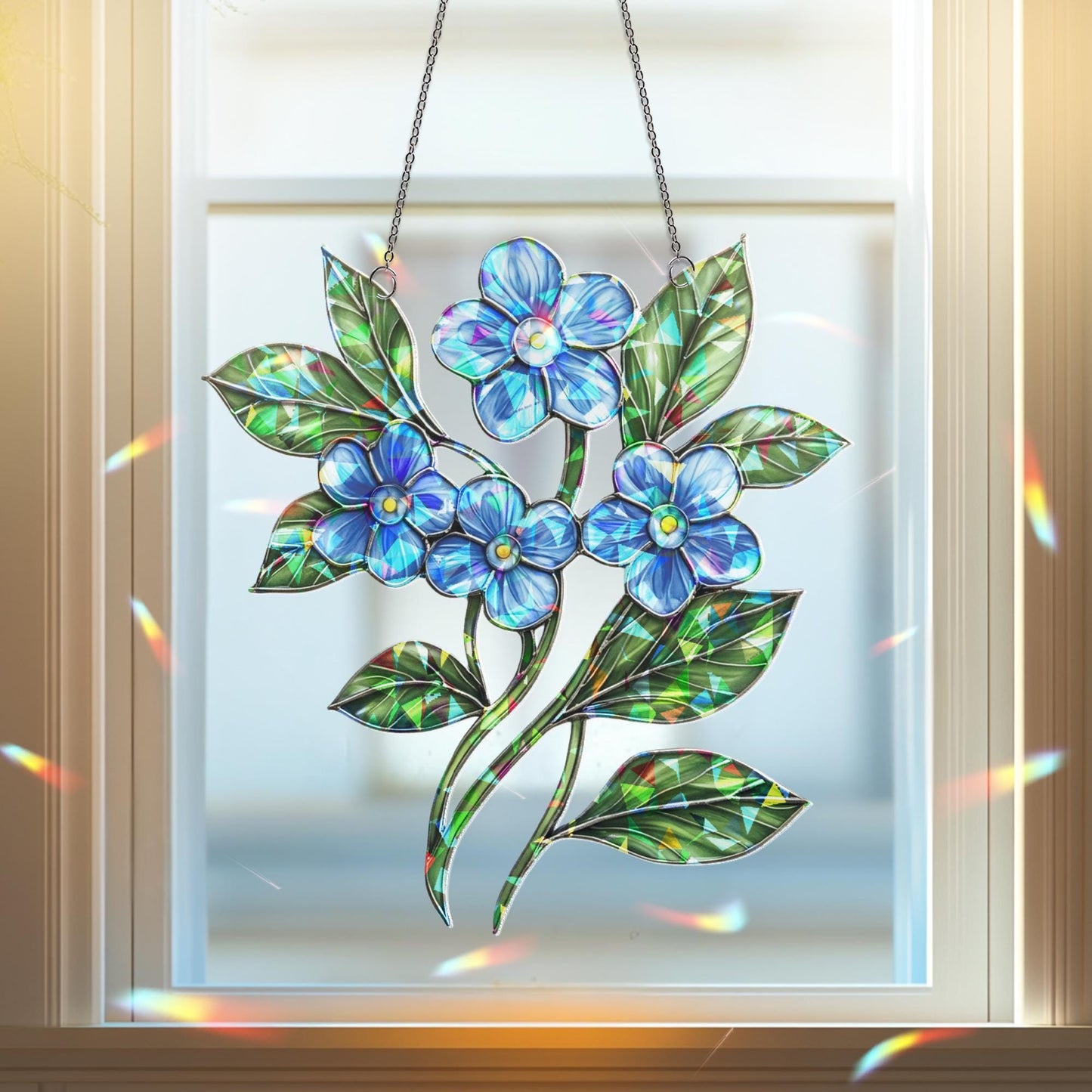 Forget Me Not Suncatcher, Flower Decor, Forget Me Not Gift, Sympathy Gift, Memory Gift, Loss Gift, Forget Me Not Ornament, Flower Art