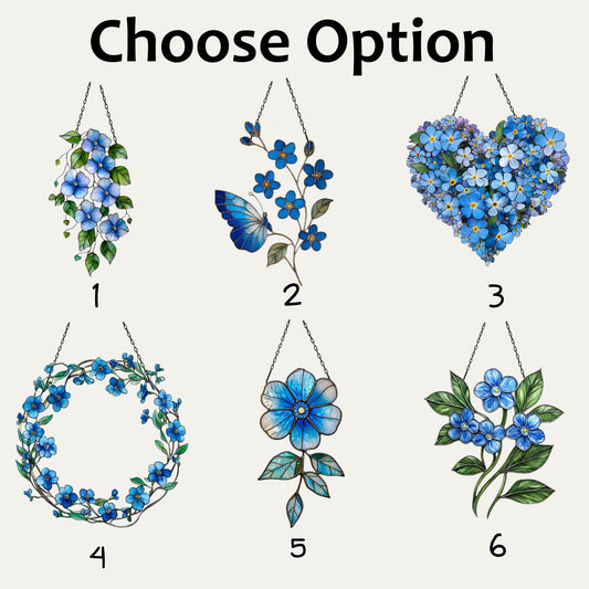 Forget Me Not Suncatcher, Flower Decor, Forget Me Not Gift, Sympathy Gift, Memory Gift, Loss Gift, Forget Me Not Ornament, Flower Art