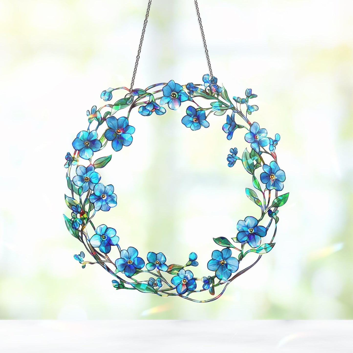 Forget Me Not Suncatcher, Flower Decor, Forget Me Not Gift, Sympathy Gift, Memory Gift, Loss Gift, Forget Me Not Ornament, Flower Art