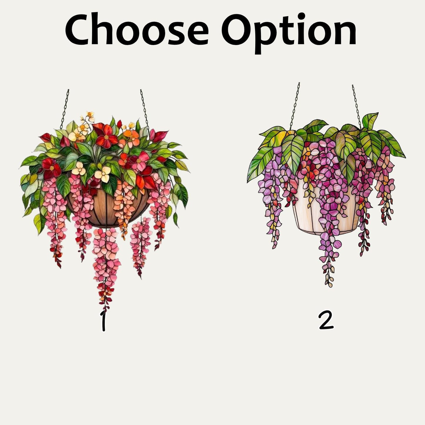 Hanging Basket Floral Suncatcher, Blooming Flower Window Decor, Garden Lover Gift, Wisteria Ornament Decor , Flower Decor, Gift For Her