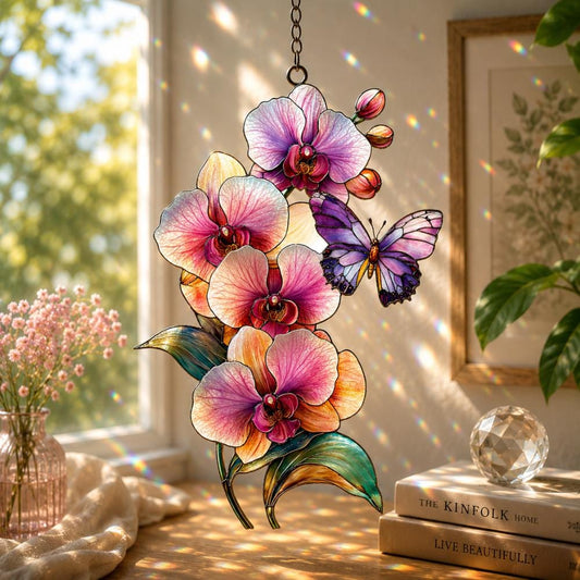 Orchid Flower Suncatcher, Orchid Window Hanging, Flower Lover Decor, Natural Lover Gift, Home Decor, Orchid Suncatcher, Mothers Day Gift