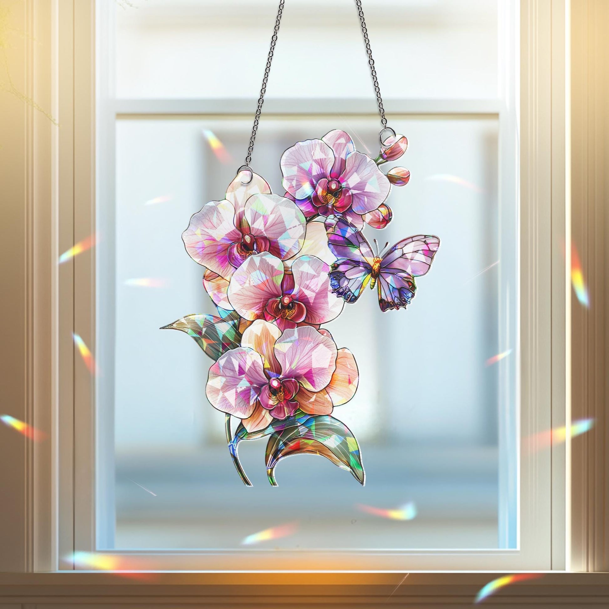 Orchid Flower Suncatcher, Orchid Window Hanging, Flower Lover Decor, Natural Lover Gift, Home Decor, Orchid Suncatcher, Mothers Day Gift