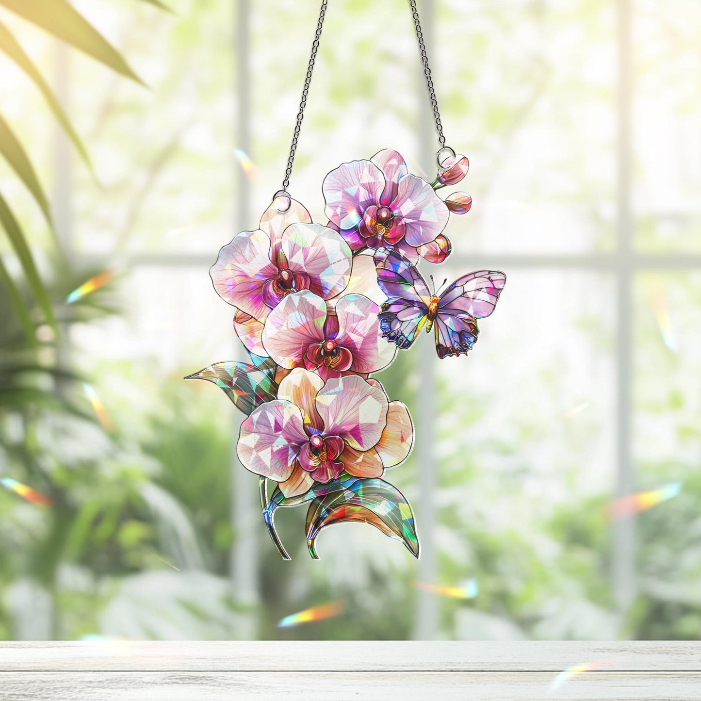 Orchid Flower Suncatcher, Orchid Window Hanging, Flower Lover Decor, Natural Lover Gift, Home Decor, Orchid Suncatcher, Mothers Day Gift