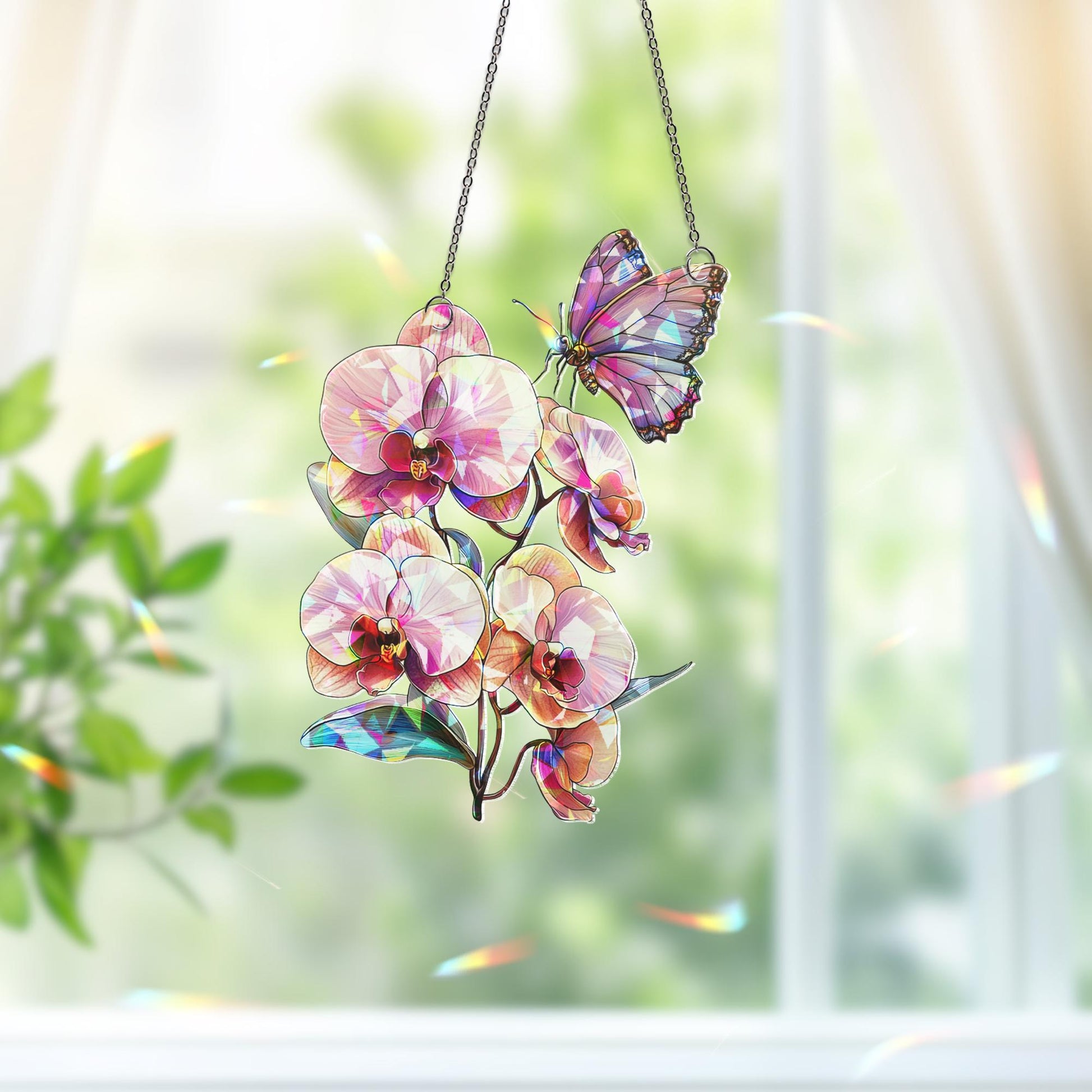 Orchid Flower Suncatcher, Orchid Window Hanging, Flower Lover Decor, Natural Lover Gift, Home Decor, Orchid Suncatcher, Mothers Day Gift