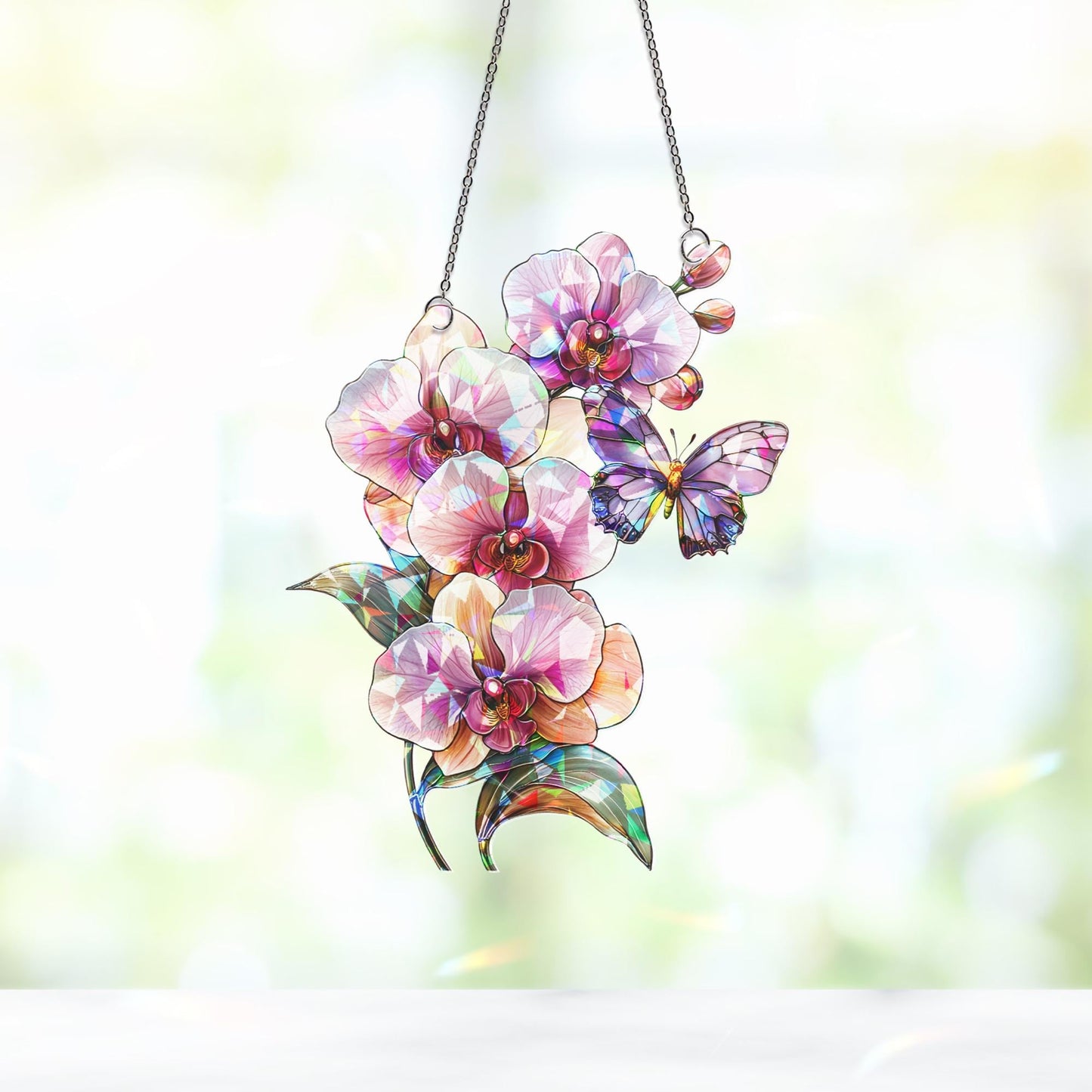 Orchid Flower Suncatcher, Orchid Window Hanging, Flower Lover Decor, Natural Lover Gift, Home Decor, Orchid Suncatcher, Mothers Day Gift