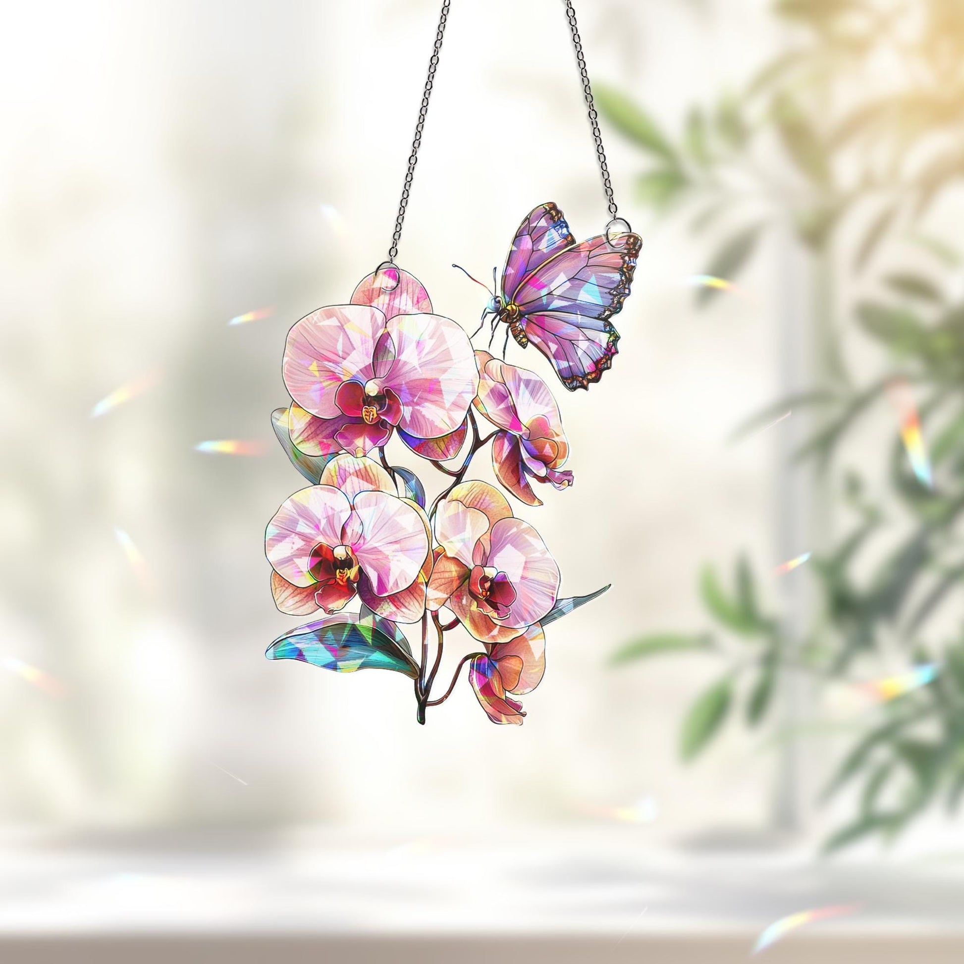 Orchid Flower Suncatcher, Orchid Window Hanging, Flower Lover Decor, Natural Lover Gift, Home Decor, Orchid Suncatcher, Mothers Day Gift
