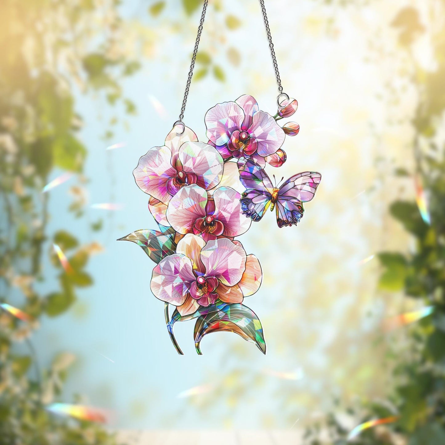 Orchid Flower Suncatcher, Orchid Window Hanging, Flower Lover Decor, Natural Lover Gift, Home Decor, Orchid Suncatcher, Mothers Day Gift