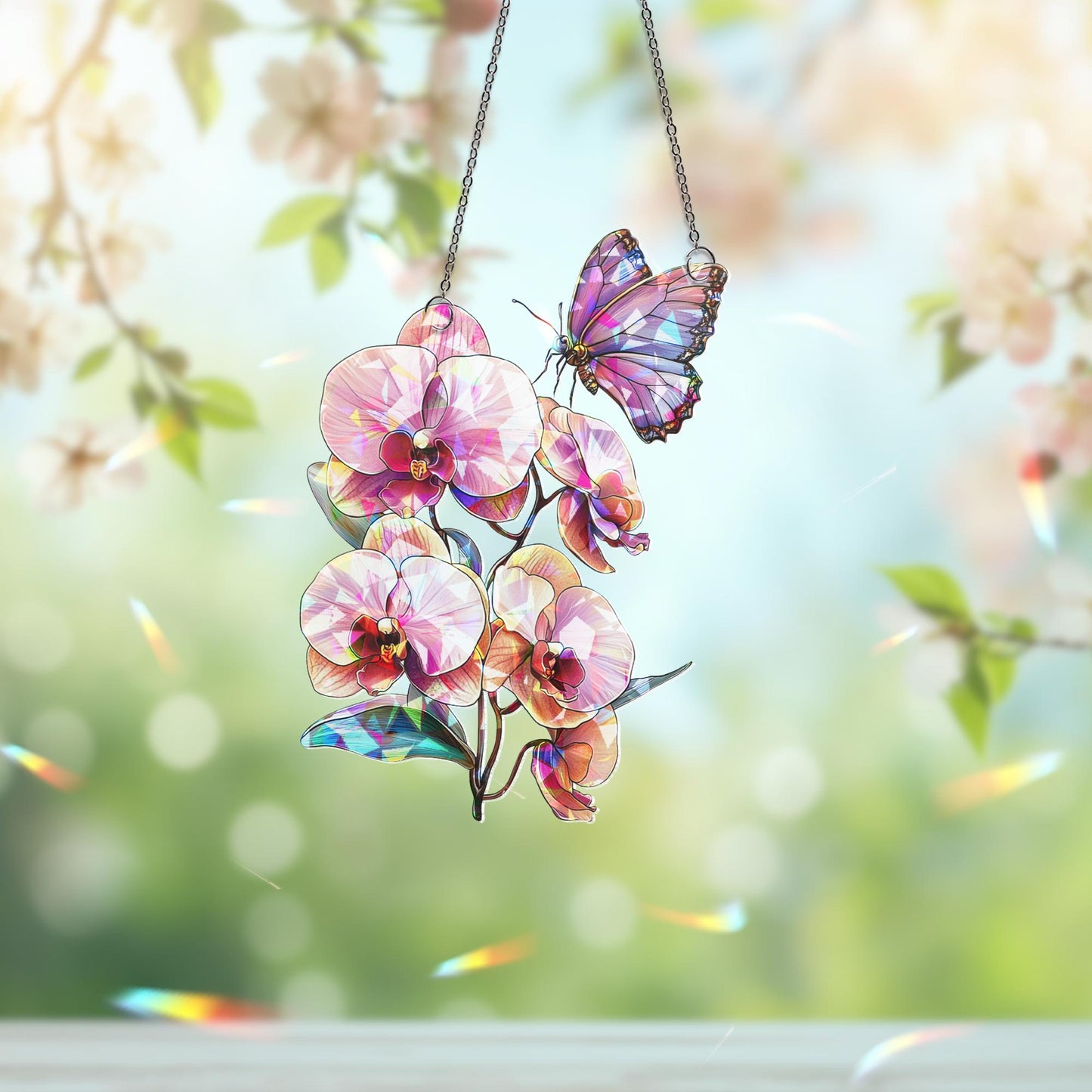 Orchid Flower Suncatcher, Orchid Window Hanging, Flower Lover Decor, Natural Lover Gift, Home Decor, Orchid Suncatcher, Mothers Day Gift