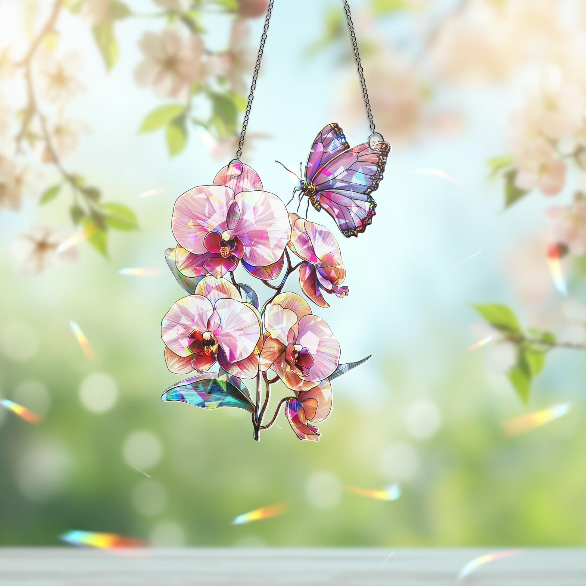 Orchid Flower Suncatcher, Orchid Window Hanging, Flower Lover Decor, Natural Lover Gift, Home Decor, Orchid Suncatcher, Mothers Day Gift