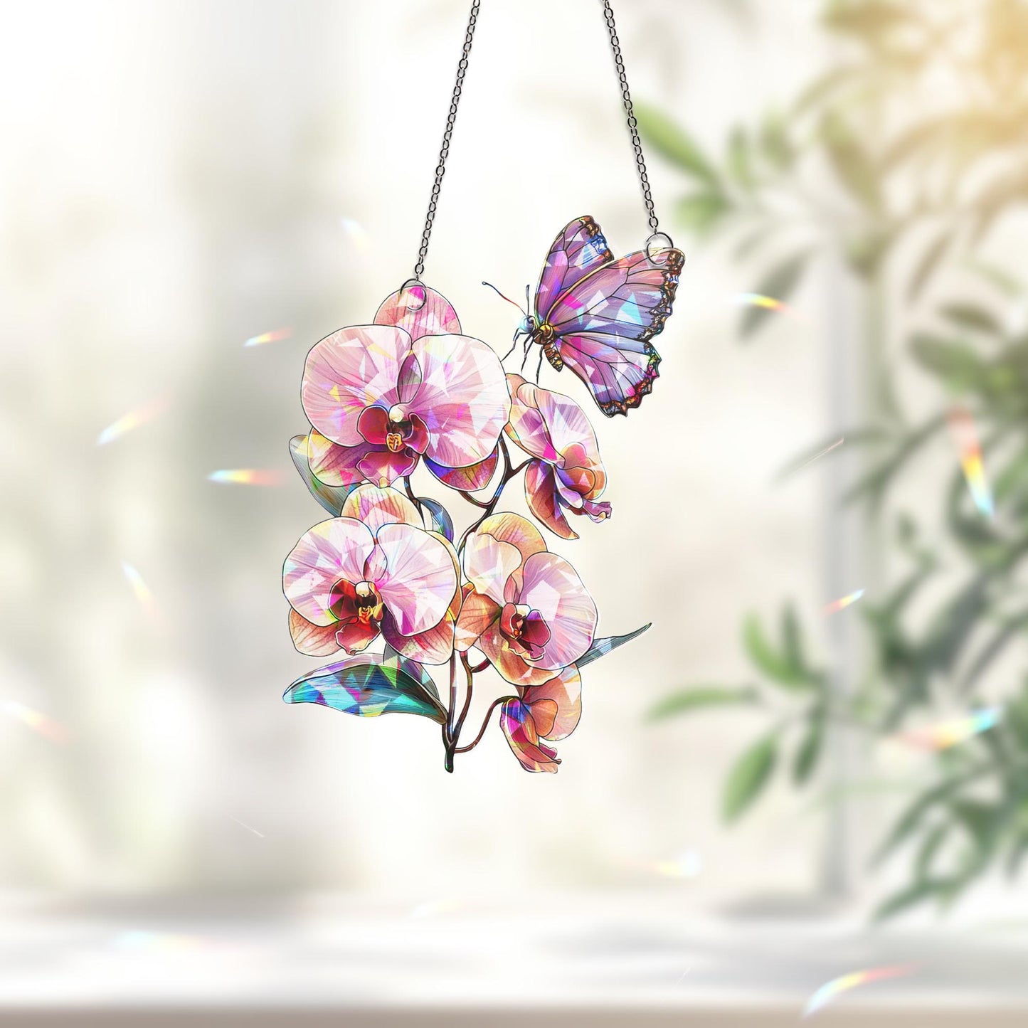 Orchid Flower Suncatcher, Orchid Window Hanging, Flower Lover Decor, Natural Lover Gift, Home Decor, Orchid Suncatcher, Mothers Day Gift